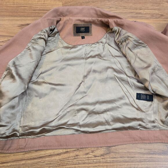 Frye Womens Moto Motorcycle Jacket Size Small Mauve Clay Canvas Denim Urban Boho - Picture 9 of 11